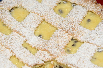 Italian Delicious Pie With Ricotta Cheese and Chocolate Drops In and Icing Sugar