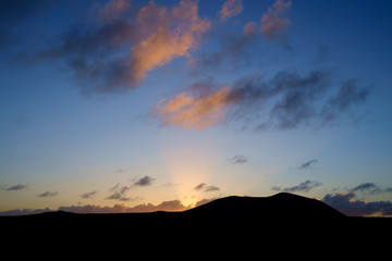 mountain silhouette in la graciosa, canary islands