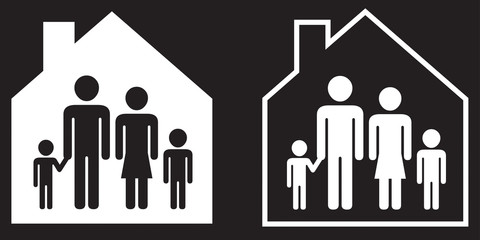SYMBOLE FAMILLE À L'INTÉRIEUR D'UNE MAISON © kazy