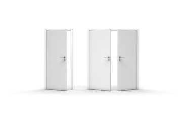 3D Rendering Room Concept Door on White in Row