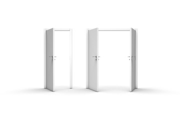 3D Rendering Room Concept Door on White in Row