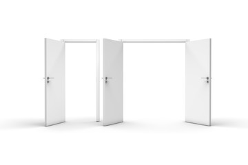3D Rendering Room Concept Door on White in Row