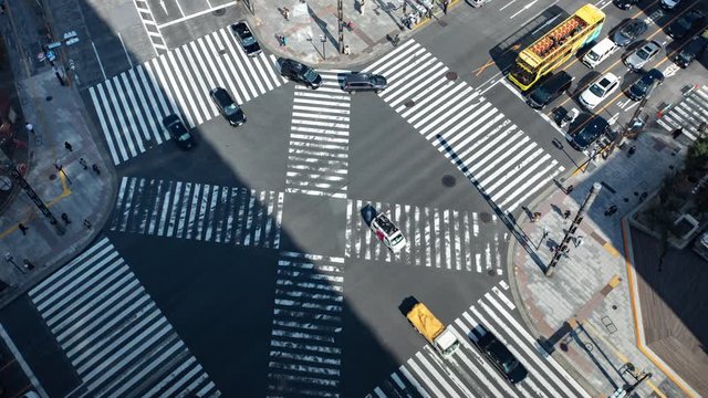 4K 東京　街　交差点　タイムラプス　交通　人々　町並み　昼