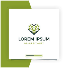 Love + Tree or Leaf Logo Design Inspiration Vector Stock - Premium Vector