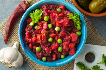 The vinaigrette. Salad of finely chopped vegetables.