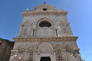 Fototapeta na wymiar Foggia Cathedral by Morning With Clear Blue Sky