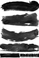 Ink geometric shape. Brush paint strokes. Texture brushes and modern grunge brush lines. Ink brush artistic design element for frame design. Isolated element.