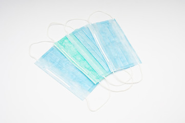 Fototapeta premium Medical virus protection masks on white background