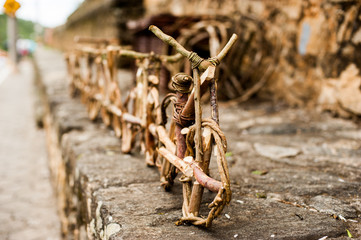 wooden bikes on the street