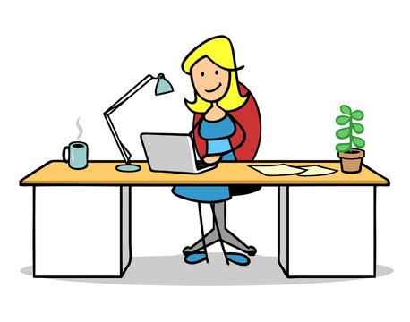 Frau arbeitet mit Laptop Computer im Home Office