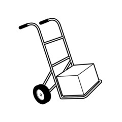 black and white trolley drawing isolated on white 