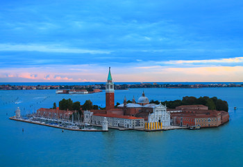 Aerial view at San Giorgio Maggiore island, Venice, Italy