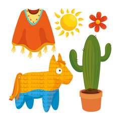 traditional icons set of cinco de mayo vector illustration design
