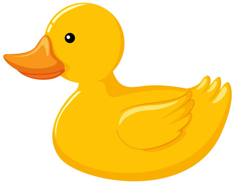 One yellow rubber duck on white background