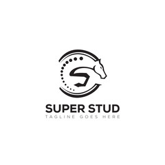 superstud logo, wit circular horseback and lette s vector