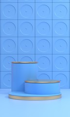 3D rendering of a blue geometric background.