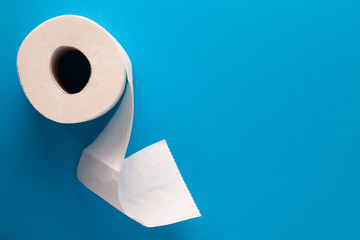 Toilet Paper On Blue Background