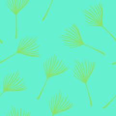Obraz premium Modern Tropical Vector Seamless Pattern. Doodle Floral Background. Banana Leaves Feather Monstera Dandelion 