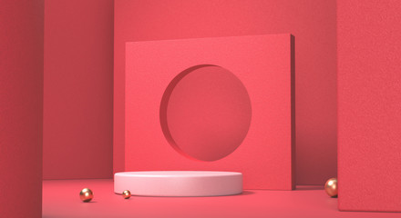 3D rendering of the red geometric background.