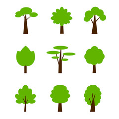 Green trees symbol. Vector icons on white background.
