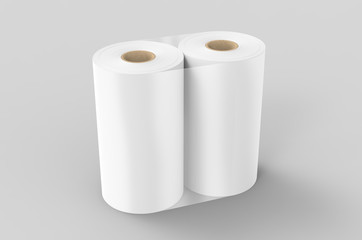 Blank Soft Toilet Paper Roll For Branding, 3d render illustration.