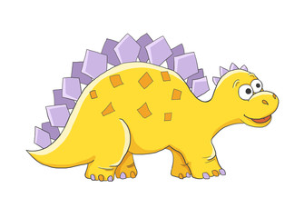 Cute childish cartoon colorful dinosaur dino blue green orange yellow pink coral girl boy funny isolated on white background
