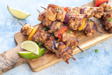 Homemade Chicken Shish Kebabs with Peppers and Onions