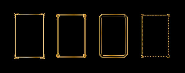 Set of golden vintage frames for your design with place for text. Gold frame for paintings or photographs. Vector illustration EPS10