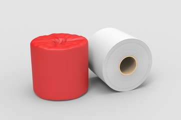 Blank Soft Toilet Paper Roll For Branding, 3d render illustration.