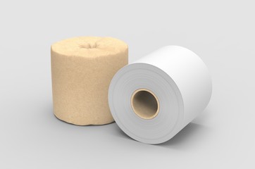 Blank Soft Toilet Paper Roll For Branding, 3d render illustration.