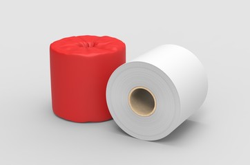 Blank Soft Toilet Paper Roll For Branding, 3d render illustration.