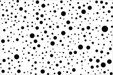 Random scattered dots, abstract black and white background. Seamless vector pattern. Black and white polka dot pattern. Celebration confetti background. Vector illustration