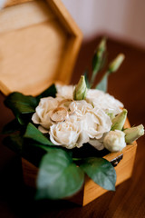 gold wedding rings with a wedding decor