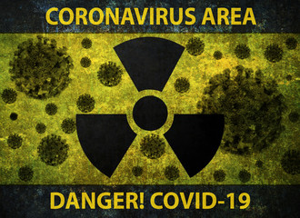 Obraz premium Coronavirus area warning sign background