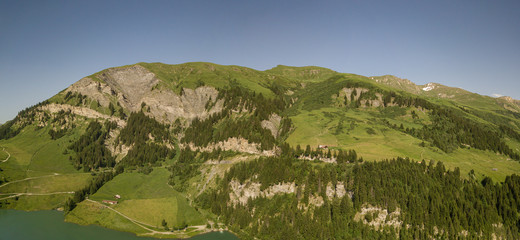 Aerial view of mountain in the French Alps in Savoie