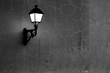 Lantern on the wall. Colonial Architecture Detail. Typical colonial style in Santo Domingo,...