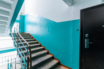 Russia, Moscow- November 20, 2019: interior room public place, porch. doors, walls, corridors