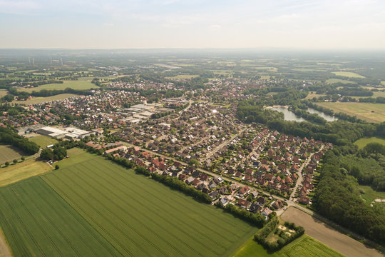 Aerial view of Saerbeck town in Germany