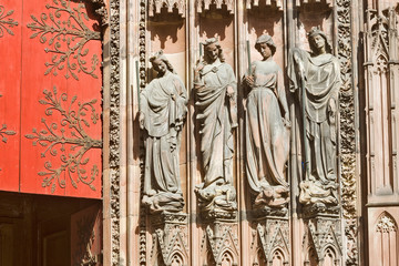 the parable of foolish virgins and wise virgins on the cathedral of Strasbourg, France