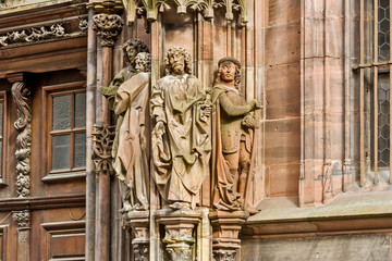 statues on a portal in the Cathedral of Our Lady of Strasbourg  Alsace, France
