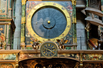 Fototapeta na wymiar the Orrery of The astronomical clock inside the Cathedral of Our Lady of Strasbourg Alsace, France