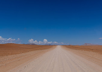 Fototapeta na wymiar Dust road at the namib desert in Namibia