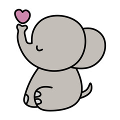 Cute elephant with a heart children's illustration