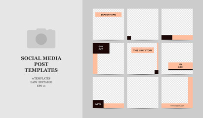 Fototapeta na wymiar Trendy editable design for social media. Vector Illustration templates.