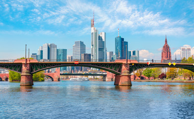Skyline of Frankfurt at sunset -Frankfurt, Germany - Frankfurt is financial center of the Germany