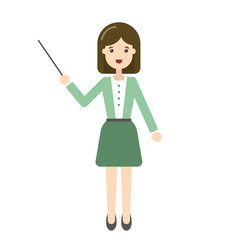 Girl with a pointer in her hand. Flat character illustration