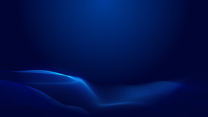 Dot blue wave light screen gradient texture background. Abstract  technology big data digital background. 3d rendering.