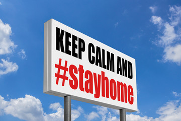 Hashtag #stayhome on big ad panel