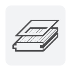 Wood floor finishing or coating layer icon. That is process of refining or protecting wooden surface to give wood surface durable, shiny or glossy. Also increase resistance to moisture and scratch.