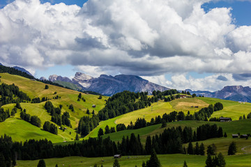 Fototapeta na wymiar Seiser Alm with Dolomites in the Background